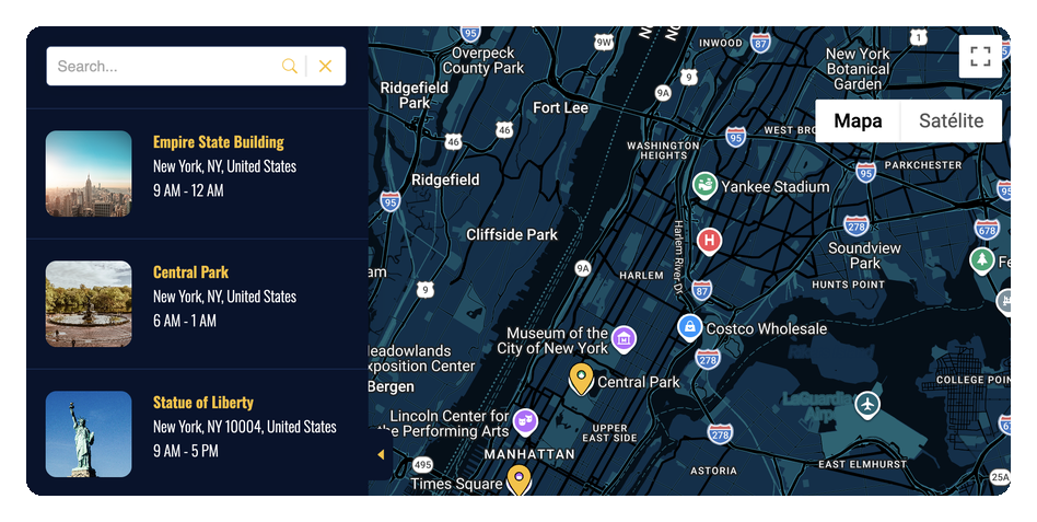 Exemplo de mapa do Google mostrando o endereço da empresa na página